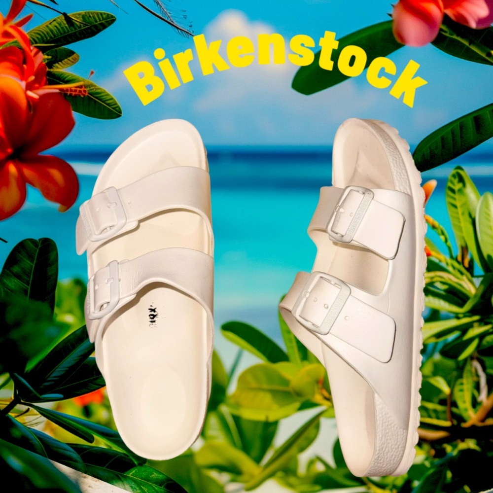 BIRKENSTOCK white Arizona Eva sandals women’s size 38 7 men 5